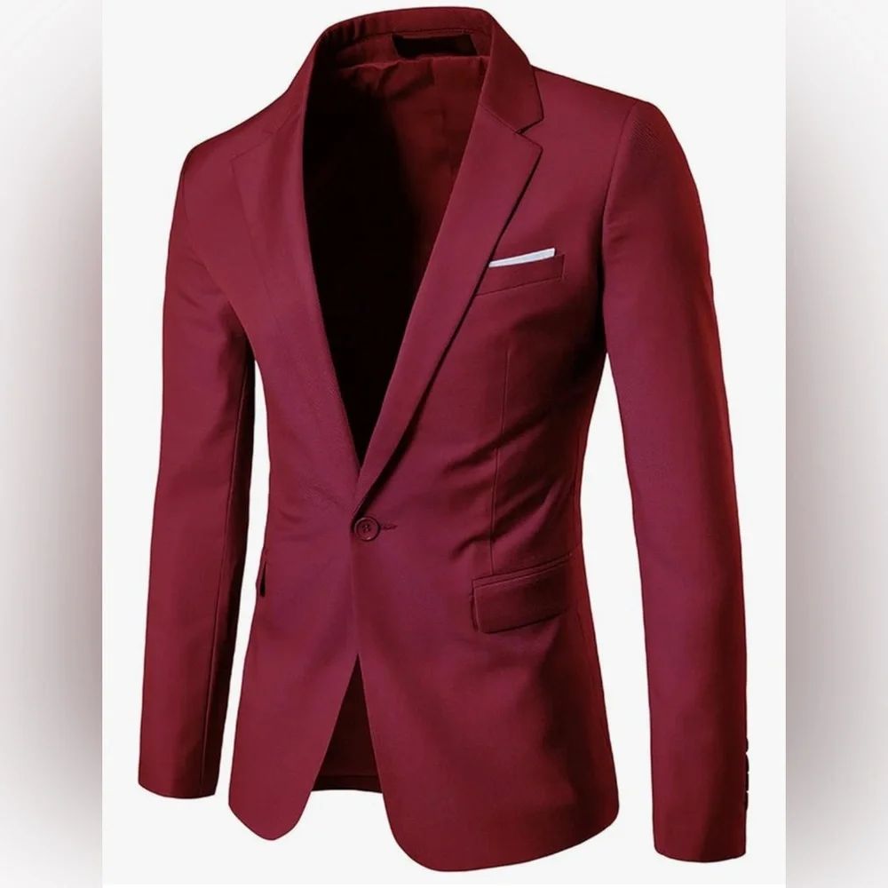 M114 NWT FlatSeven Classic Slim One Button Notched Lapel Suit Jacket‎ - Size: S